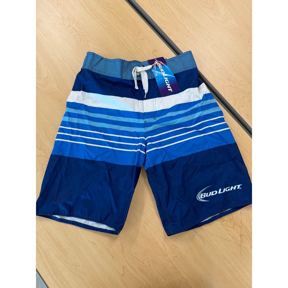 Bud Light Blue Striped Swim Trunks Board Shorts Men’s M